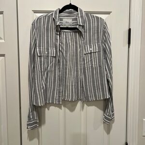 Rails Gray and White Striped Button-Up Shirt